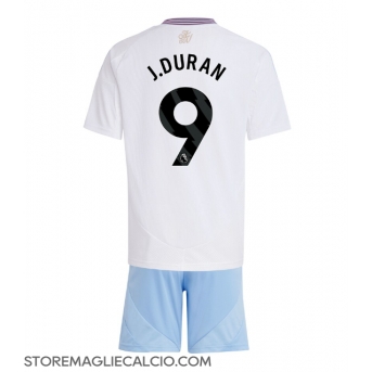 Aston Villa Jhon Duran #9 Maglia Gara Trasferta Repliche 2024-25 Bambino Maniche Corte
